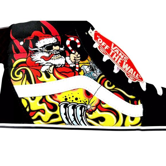 Vans Santa Flame Sk8-Hi Shoes Men Vans Sk8-Hi Santa Flame Black Classic Men\'s Skate Shoes Size 9.5 NEW
